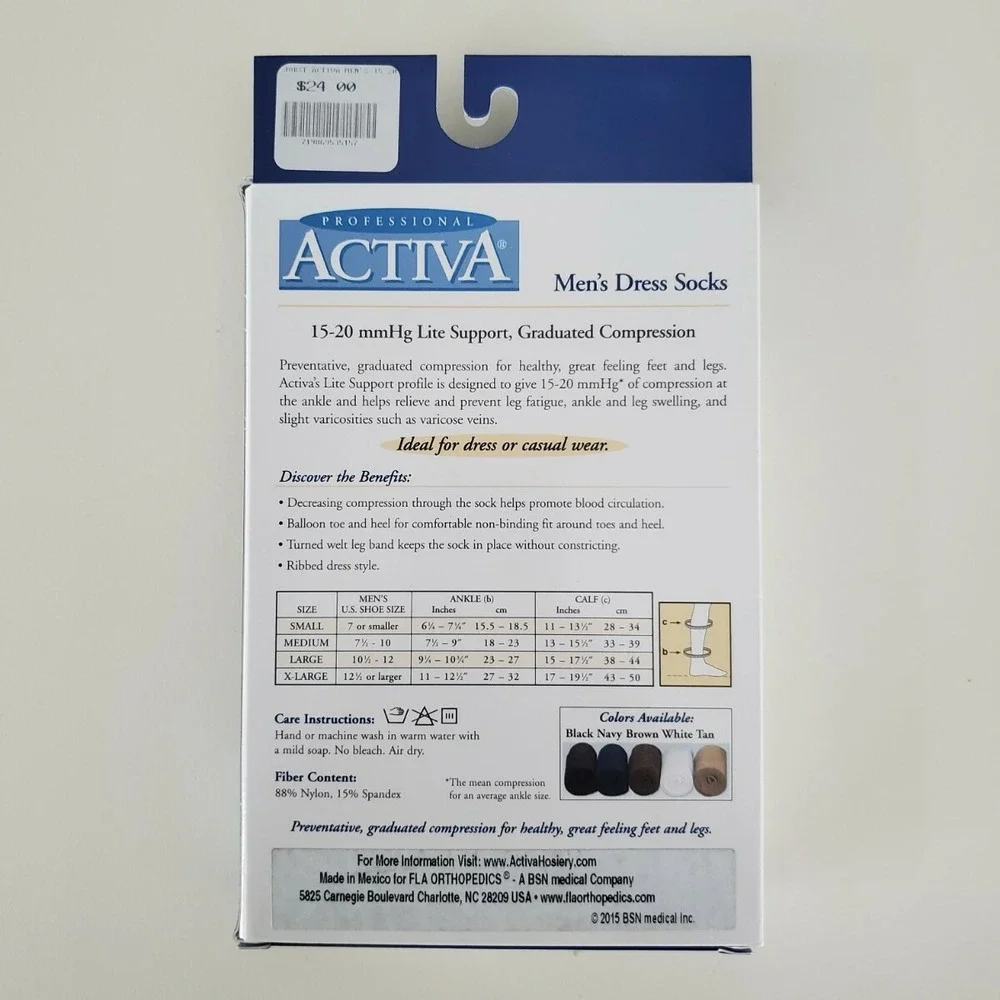 Activa 15-20 mmHg Light Support Compression Dress Socks Color Navy / Size Medium